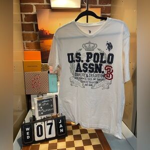 Vintage Us Polo ASSN Youth 18 Raised 3D Emblem T-shirt Hip Hop Street Wear Gray